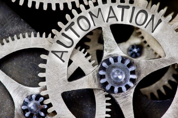 A gear with the word automation on it