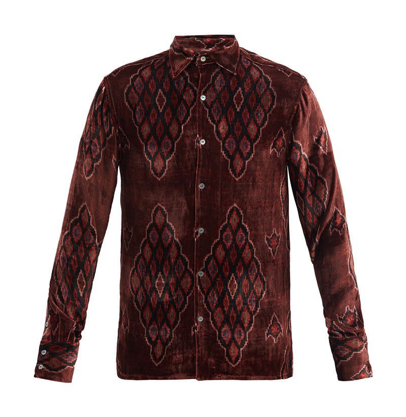 Geometric-Print Velvet shirt