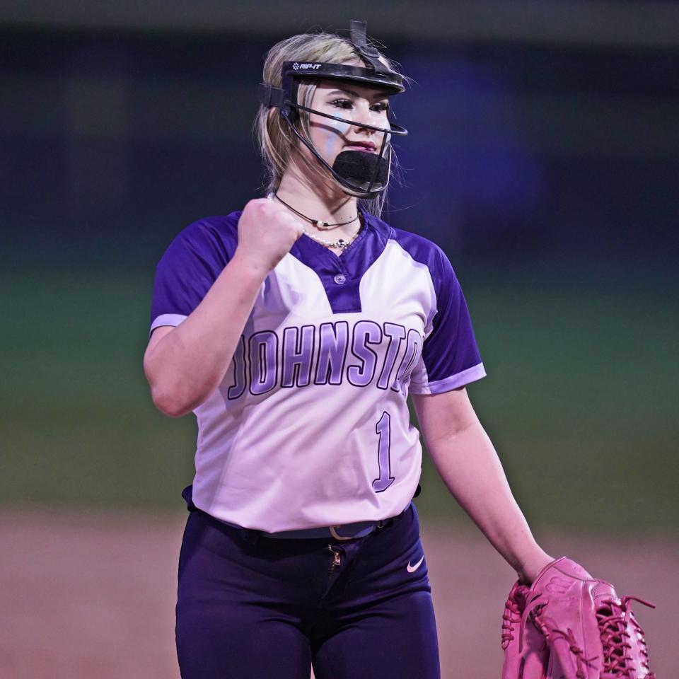 Haley Boudreau as the winning pitcher in Johnston's 2-0 victory over Westerly on Monday.