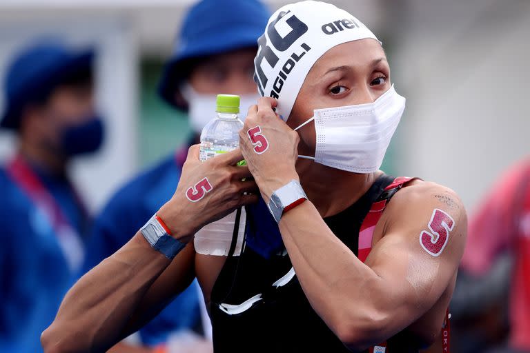 Cecilia Biagioli se prepara para competir en la maratón de 10 km de nado