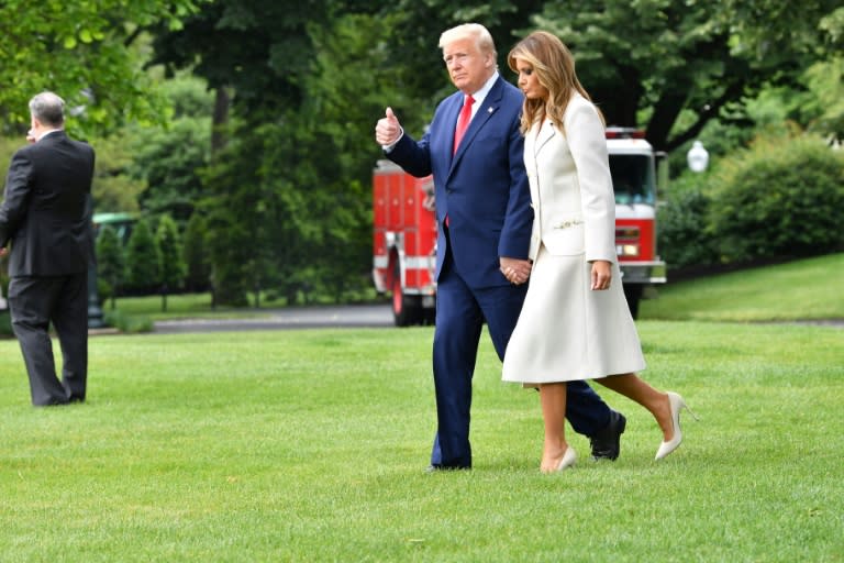 US President Donald Trump leaving the White House on May 25 2020 with First Lady Melania (AFP Photo/Nicholas Kamm)