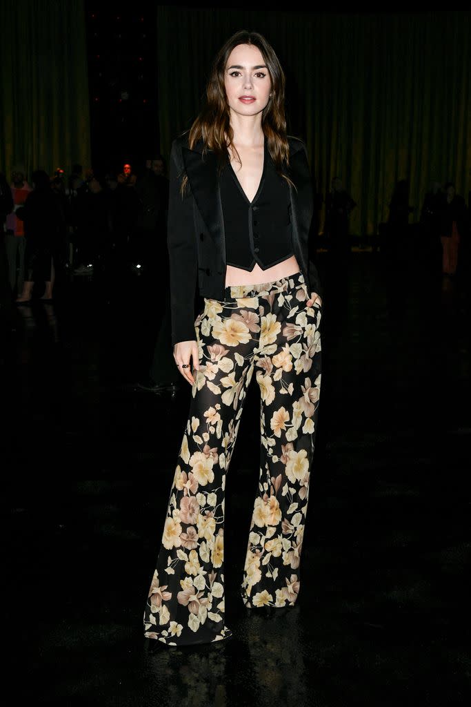 Lily Collins at Saint Laurent PFW, Feb 2024