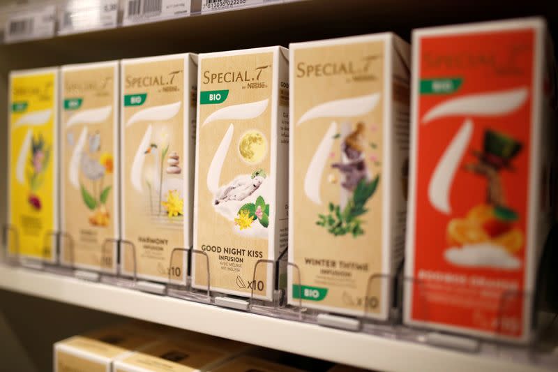 Special T products by Nestle are pictured in the supermarket of Nestle headquarters in Vevey