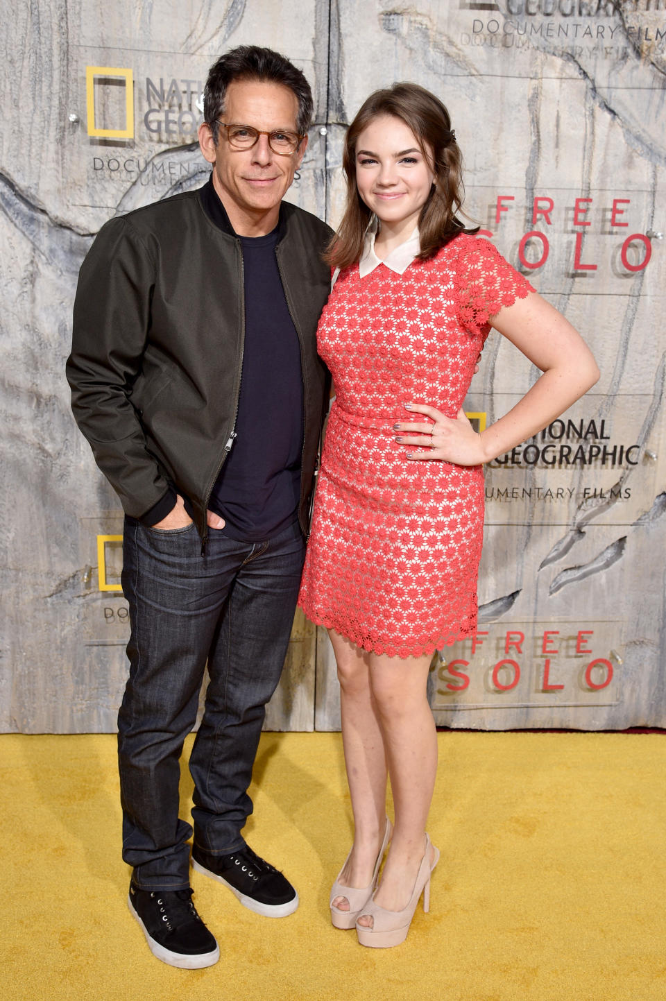 NEW YORK, NY - SEPTEMBER 20: Actor and Comedian Ben Stiller and Ella Olivia Stiller attend the New York City premiere of National Geographic Documentary Films' "Free Solo" at Jazz at Lincoln Center on September 20, 2018 in New York City. Free Solo will be in theaters starting September 28th. (Photo by Bryan Bedder/Getty Images for National Geographic)