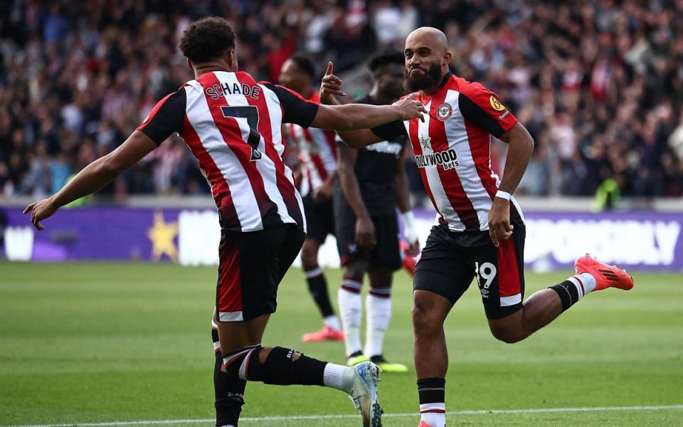 New record: Bryan Mbeumo made it first-minute goals in three consecutive matches for Brentford against West Ham (AFP via Getty Images)