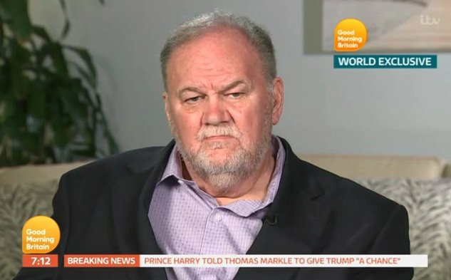 Thomas has repeatedly spoken out in the media about his estrangement with his daughter Meghan. Photo: Good Morning Britain.