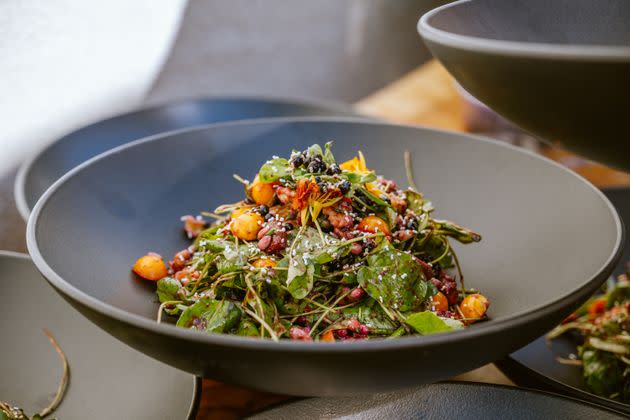 Ohlone Salad for brunch at Cafe Ohlone. Prior to the opening of its Berkeley location, the cafe was a pop-up in the backyard of the now-closed University Press Books.