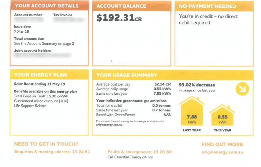 Wendy Litchfield shared one of her bills. Image: Supplied