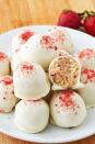 <p>These little guys could not be easier to make. Not a fan of white chocolate? Take a cue from our <a href="https://www.delish.com/uk/cooking/recipes/a28826643/best-oreo-cookie-balls-recipe/" rel="nofollow noopener" target="_blank" data-ylk="slk:Oreo Balls;elm:context_link;itc:0;sec:content-canvas" class="link ">Oreo Balls</a> and dip them in semisweet chocolate instead! </p><p>Get the <a href="https://www.delish.com/uk/cooking/recipes/a32485193/strawberry-shortcake-truffles-recipe/" rel="nofollow noopener" target="_blank" data-ylk="slk:Strawberry Shortcake Truffles;elm:context_link;itc:0;sec:content-canvas" class="link ">Strawberry Shortcake Truffles</a> recipe.</p>