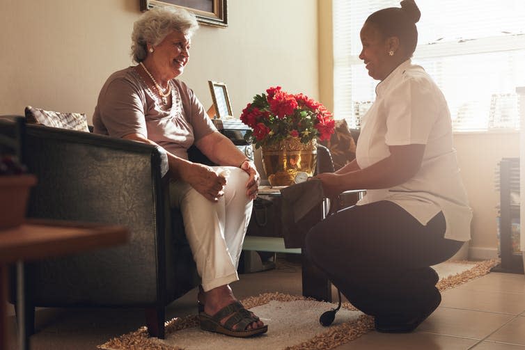 <span class="caption">Care home professionals are in the best place to monitor patient health.</span> <span class="attribution"><a class="link " href="https://www.shutterstock.com/image-photo/senior-woman-sitting-on-chair-home-421368052?src=gxWCAv1rw9j9rWRmCN0z8g-1-40" rel="nofollow noopener" target="_blank" data-ylk="slk:Jacob Lund/Shutterstock;elm:context_link;itc:0;sec:content-canvas">Jacob Lund/Shutterstock</a></span>