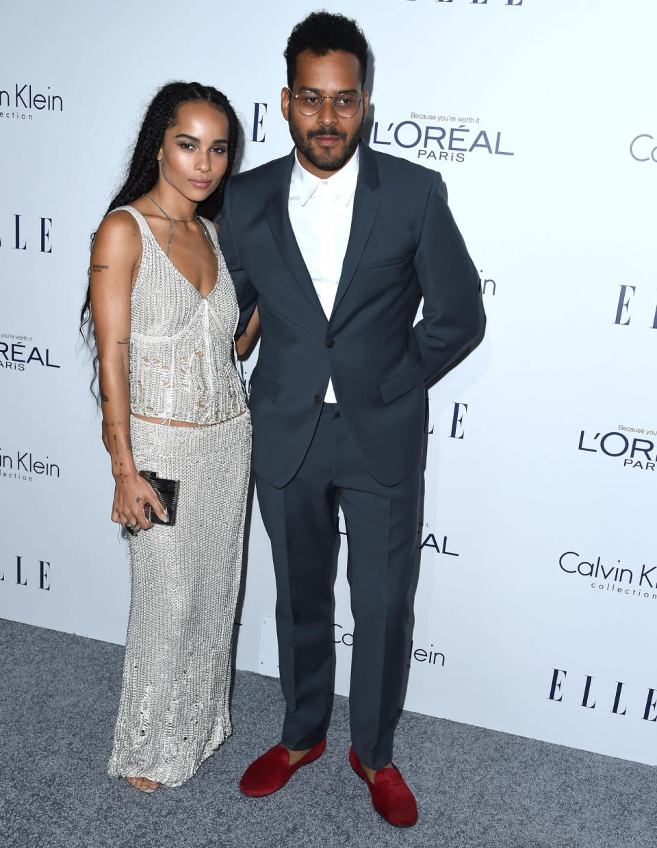Zoe Kravitz in Calvin Klein with her boyfriend, Twin Shadow, at the ELLE Women in Hollywood Awards.