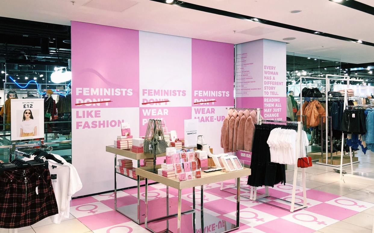 Scarlett Curtis's display in Topshop's London flagship store was dismantled after two hours - Penguin Books twitter