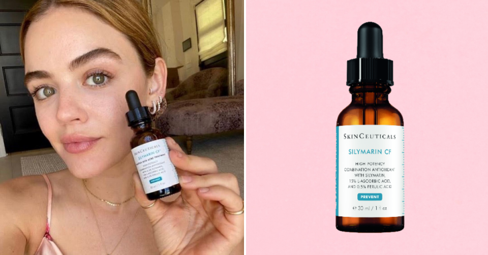 Actress Lucy Hale holds the serum. Source: Instagram/skinceuticals