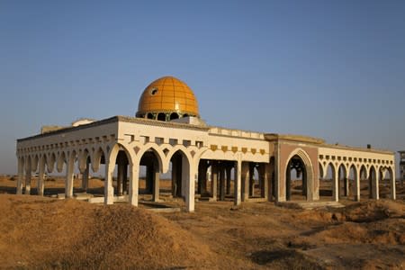 View shows the derelict remains of Gaza International Airport in Rafah in the southern Gaza Strip