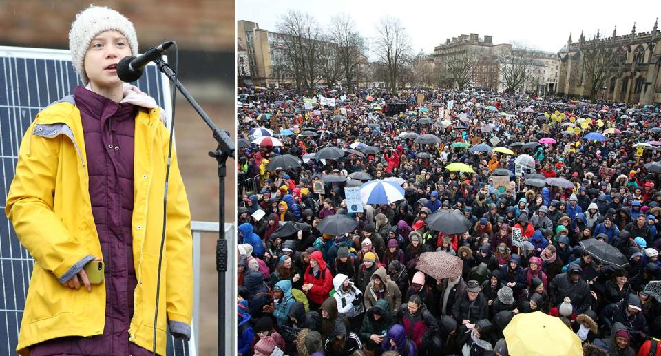 Greta Thunberg addressed protestors at the Bristol Youth 4 Climate march on Friday(SWNS/PA)