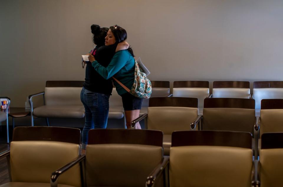 <div class="inline-image__caption"><p>A teary staff member at Women’s Reproductive in San Antonio hugs a patient after informing her the clinic could no longer provide abortion services after moments earlier the Supreme Court overturned Roe v. Wade.</p></div> <div class="inline-image__credit">Gina Ferazzi/The Los Angeles Times via Getty</div>