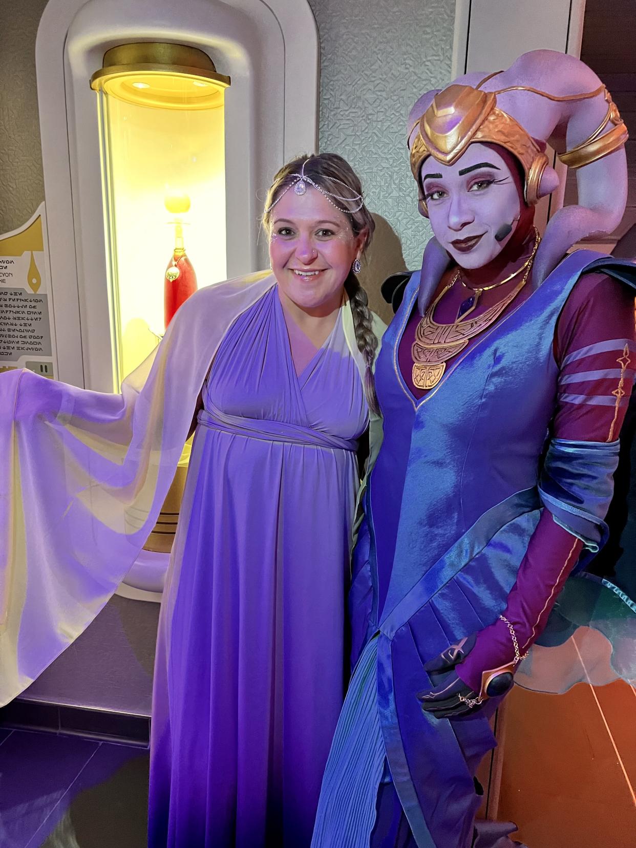 Guests aboard the Halcyon are encouraged to dress the part, so I channeled my inner Padme Amidala on the second night. (Photo: Terri Peters)