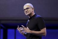 Microsoft CEO Satya Nadella speaks at Lenovo Tech World in Beijing, May 28, 2015. REUTERS/Jason Lee