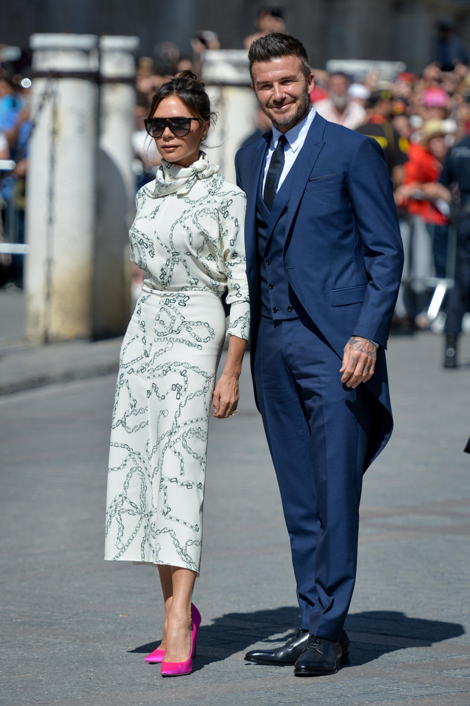 David and Victoria Beckham at the wedding of Sergio Ramos and Pilar Rubio in 2019