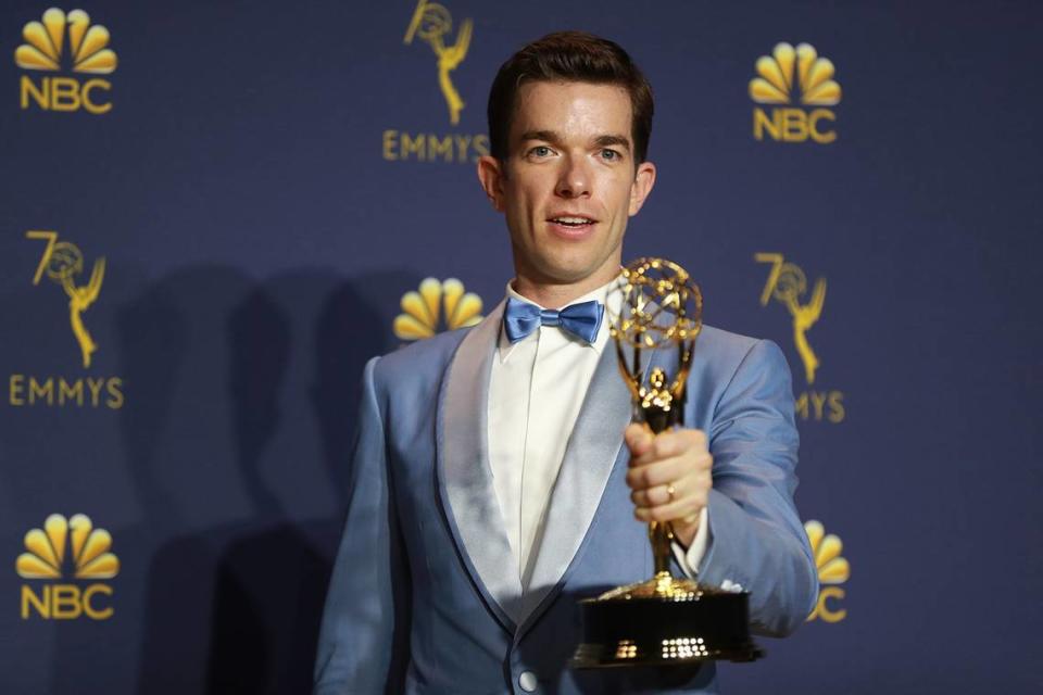 John Mulaney is seen backstage during the 70th Primetime Emmy Awards at the Microsoft Theater in Los Angeles in 2018. A portion of his show filmed at the Coast Coliseum in Biloxi is in a new Netflix show with David Letterman. Allen J. Schaben/Los Angeles Times/TNS