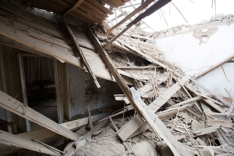 A house, which locals said was damaged during a recent shelling by Azeri forces, is pictured at the town of Martuni in the breakaway region of Nagorno-Karabakh