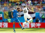 Soccer Football - World Cup - Group E - Brazil vs Costa Rica - Saint Petersburg Stadium, Saint Petersburg, Russia - June 22, 2018 Brazil's Marcelo in action with Costa Rica's Cristian Gamboa REUTERS/Carlos Garcia Rawlins