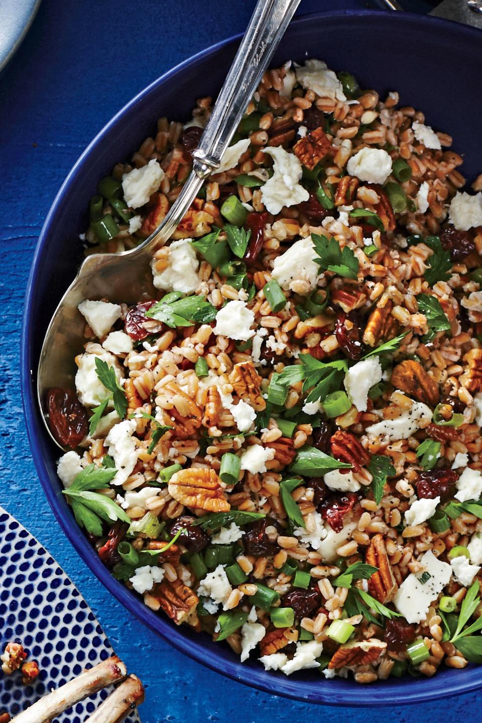 Farro Salad with Toasted Pecans, Feta, and Dried Cherries