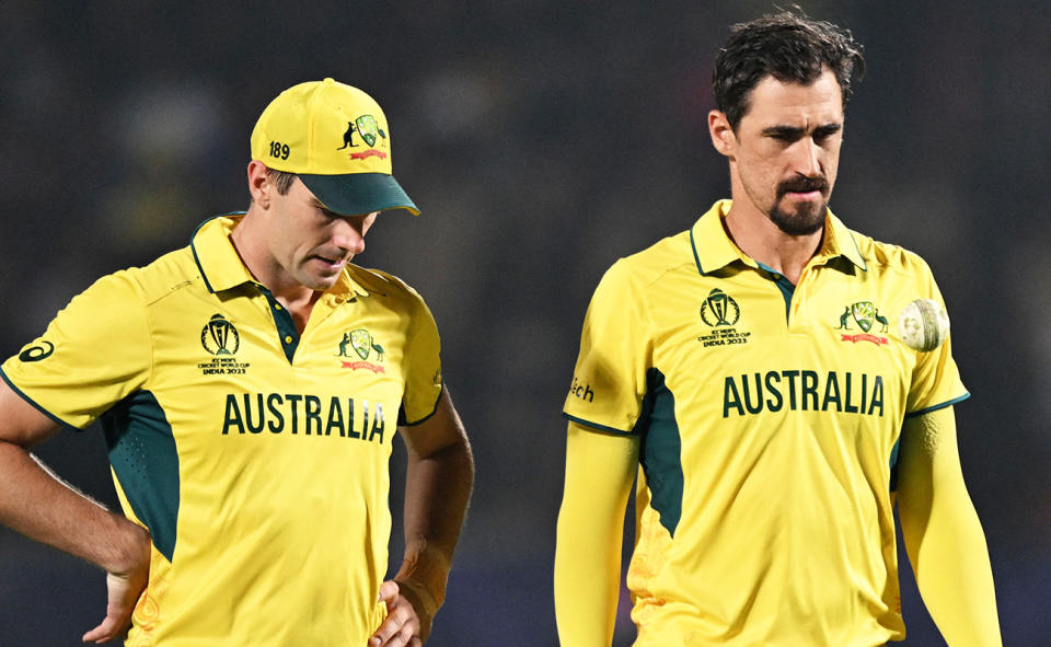 Pat Cummins and Mitchell Starc at the Cricket World Cup.