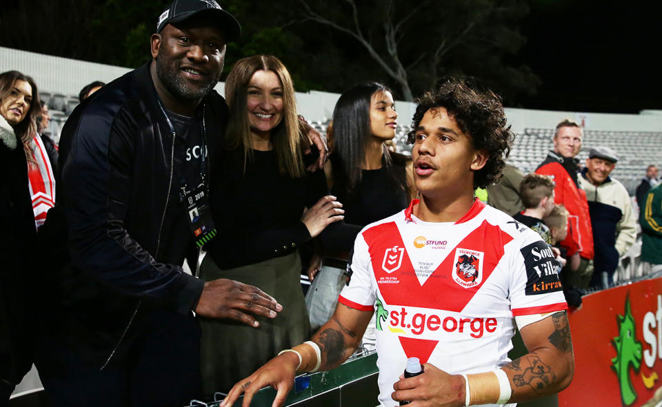 Wendell Sailor and son Tristan in 2019.