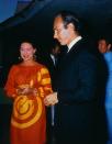 <p>Princess Margaret (accompanied by Lord Snowdon in a bright blue suit) celebrates a holiday with the Aga Khan at his summer vacation resort. </p>