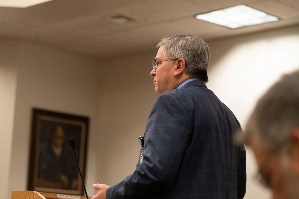 Prosecutor David Gilbert addresses the court during a preliminary hearing regarding the death of Kai Turner at Calhoun County District Court on Thursday, Dec. 8, 2022.