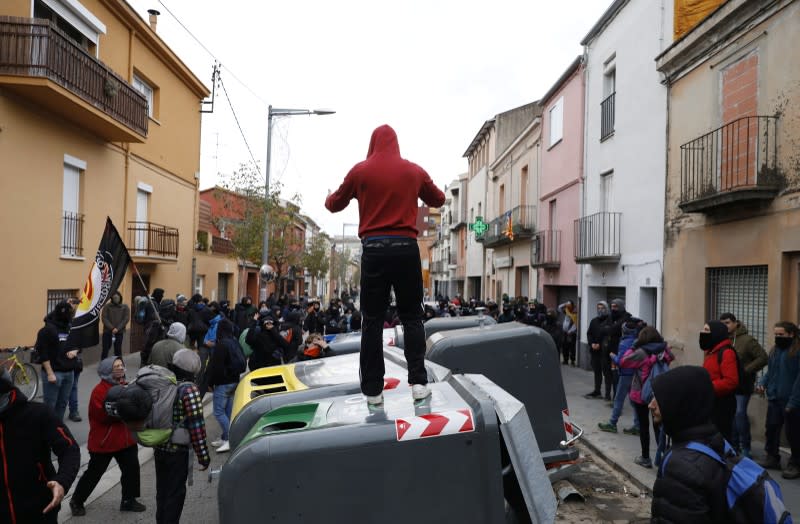 Members of Catalan protest group Democratic Tsunami gather in Salt