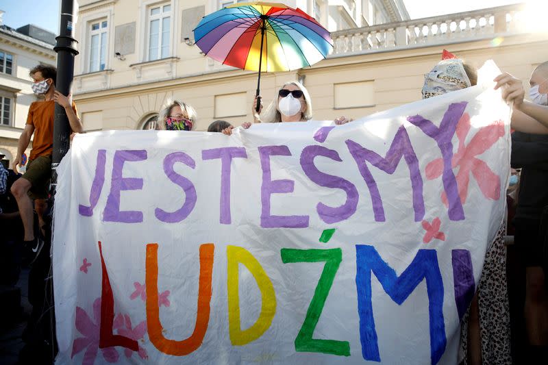 FILE PHOTO: Polish nationalists gather to protest against what they call "LGBT aggression", in Warsaw