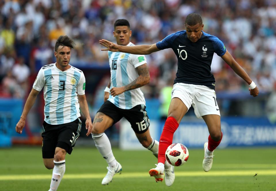 <p>Kylian Mbappe was a constant thorn in the side of Argentina’s defence in the first half and won the penalty that gave France a 1-0 lead. </p>