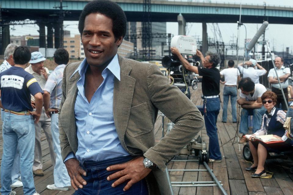 O.J. Simpson on a movie set