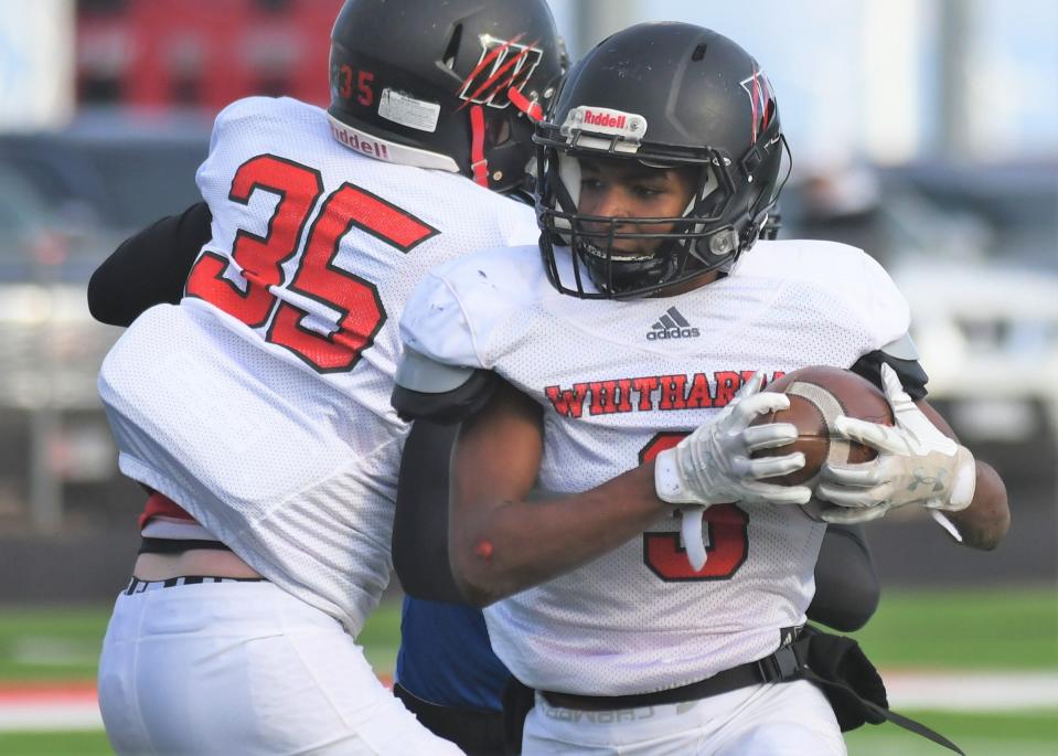 Whitharral's Brent Robinson carries the ball against Balmorhea in the Region I-1A Division II final Saturday, Nov. 26, 2022, at Spieker Stadium in Hermleigh.