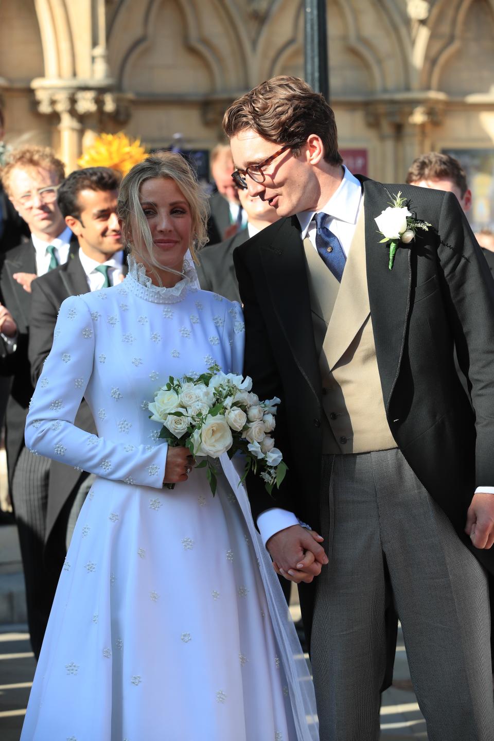 Singer Ellie Goulding and Caspar Jopling got married in an elegant wedding in York, England, on Saturday, August 31. The singer, who looked stunning in silk crepe wedding dress by Chloé, exchanged vows with the art dealer inside the historic York Minster in front of family and friends, including Katy Perry, Orlando Bloom, and Sienna Miller. Royals Princess Eugenie, Princess Beatrice, and Sarah, Duchess of York, were also in attendance.