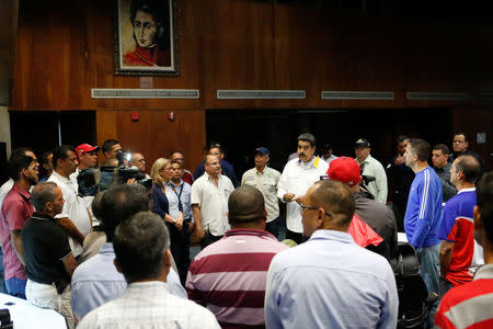 Venezuela's President Nicolas Maduro speaks during his visit to the Hydroelectric Generation System on the Caroni River, near Ciudad Guayana, Bolivar State, Venezuela March 16, 2019. Miraflores Palace/Handout via REUTERS