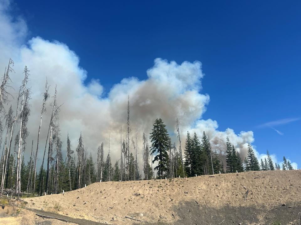 The Trail Fire at Diamond Lake has reached 100 acres. Douglas County Sheriff's Office announced level 3 evacuation orders at numerous trails in the area.