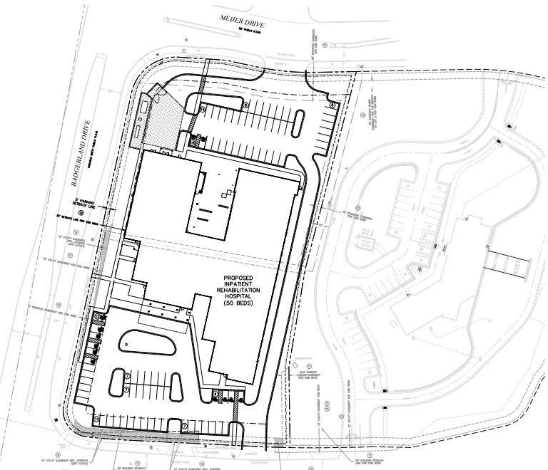 The site layout for LifePoint Health's proposed inpatient hospital on South Taylor Street in the village of Howard.