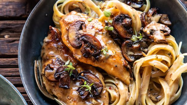 PHOTO: Creamy brown butter and mushroom chicken over pasta. (Half Baked Harvest)