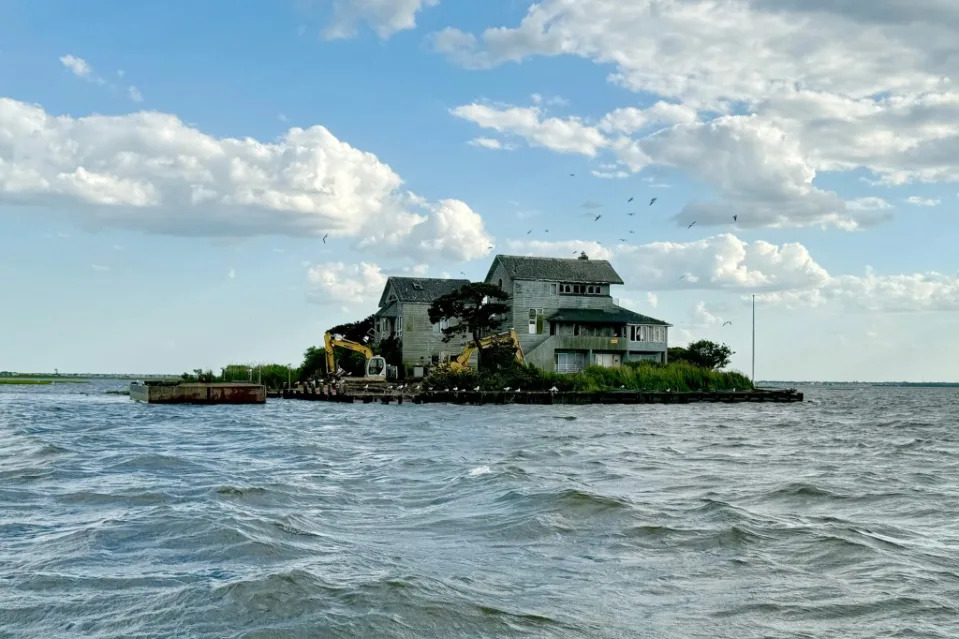 It is unclear what will happen to the island, or whether a new home will be built there following the demolition. Shaun McCafferty/R. Kremer & Son Marine Contractors