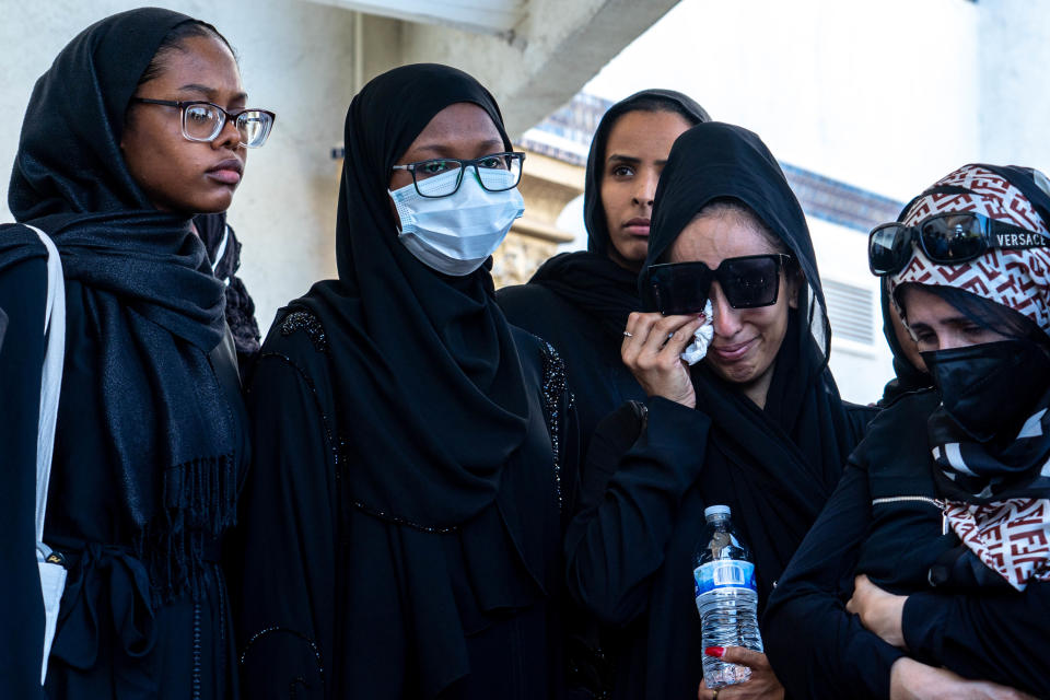 People attend a press conference after a memorial service for Ali Osman, 34, at the Islamic Community Center in Tempe on Sept. 30, 2022. Osman was fatally shot by Phoenix police officers on Sept. 24.