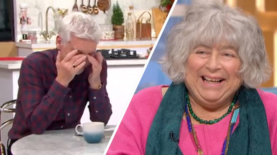 Phillip Schofield couldn't keep it together when Miriam Margolyes farted just before coming on air (ITV)