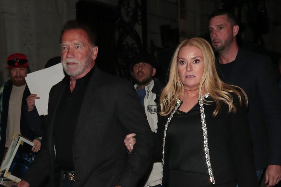 <p>Justin Palmer / SplashNews</p> Arnold Schwarzenegger and Heather Milligan on Oct. 24, 2023