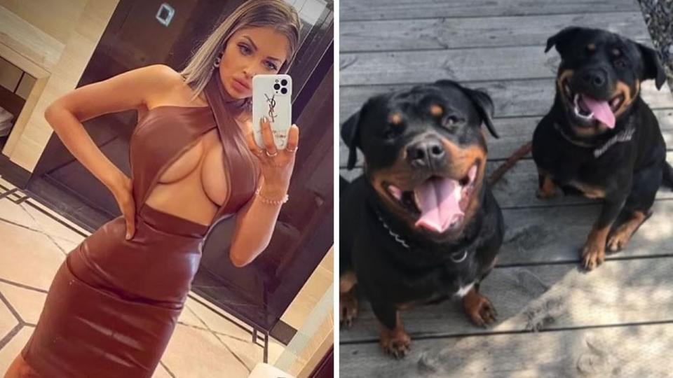 A young woman who was viciously attacked by her pet Rottweilers has broken her silence.