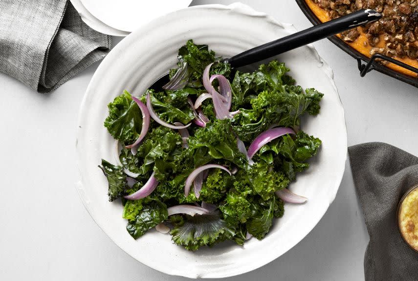 Tom Valenti's Sautéed Kale with Garlic and Red Onions