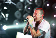 <p>The music world mourned the death of the Linkin Park rocker, who had been open about his struggles with addiction and depression and who died of suicide by hanging at 41. His <a rel="nofollow" href="https://www.yahoo.com/entertainment/chester-bennington-linkin-park-singer-184442552.html" data-ylk="slk:July 20 death;elm:context_link;itc:0;sec:content-canvas;outcm:mb_qualified_link;_E:mb_qualified_link;ct:story;" class="link  yahoo-link">July 20 death</a> fell on the birthday of Bennington’s late friend Chris Cornell, who had died two months earlier. (Photo: Getty Images) </p>