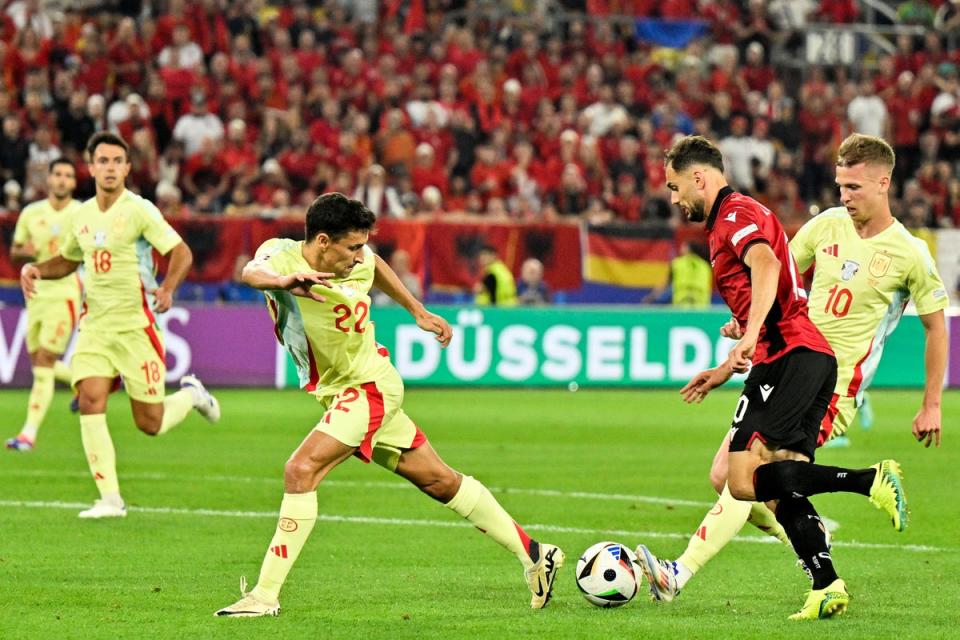 Jesus Navas (No 22) has been converted into a right-back for Spain (AFP via Getty Images)