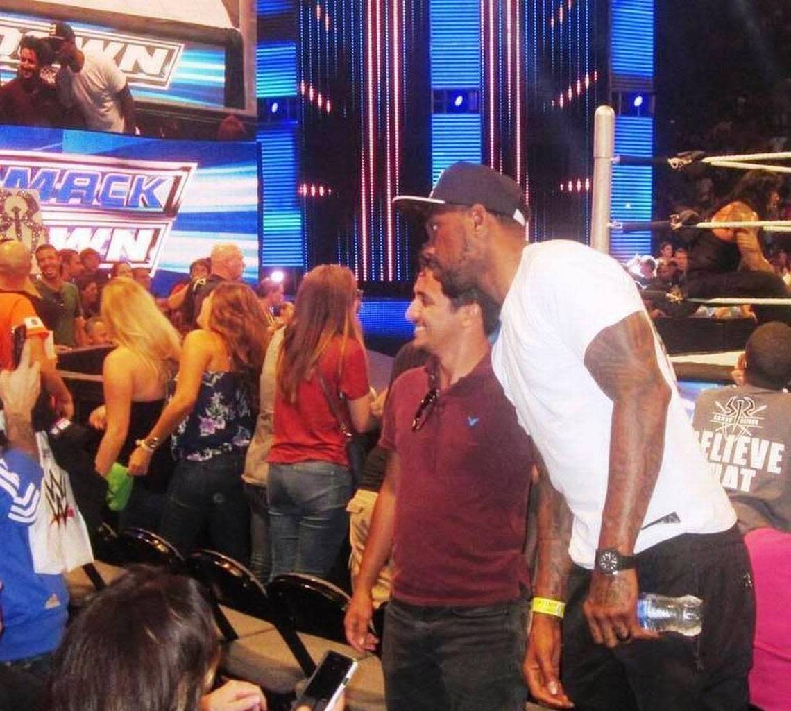 Hometown hero Udonis Haslem of the three-time NBA champion Miami Heat at a WWE event in South Florida.
